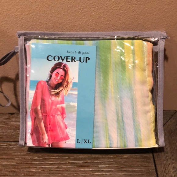 Beach & Pool cover-up L/XL green and yellow new - Picture 1 of 3